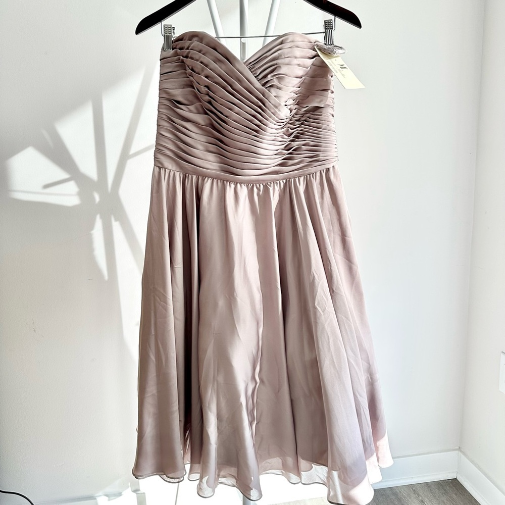 NWT Monique Lhuillier Taupe/Beige Dress w/Removable Straps